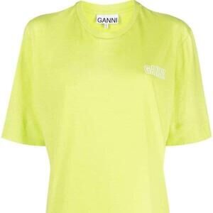 Ganni Women's Yellow and Green Tshirt